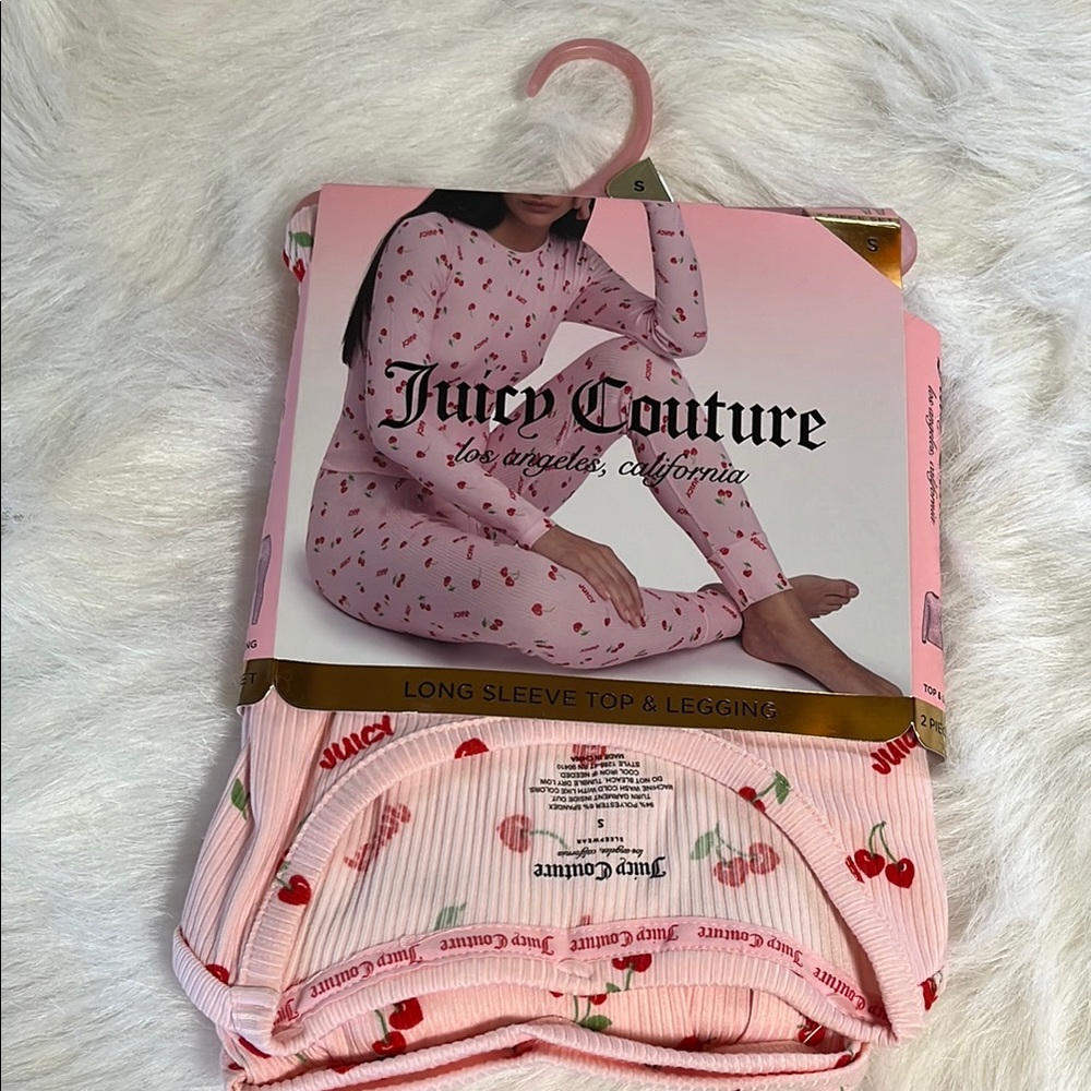 Juicy Couture Pink Cherry Print Long Sleeve Top & Legging Set